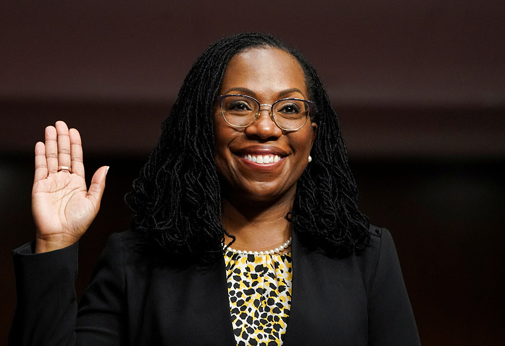 President Joe Biden nominated Ketanji Brown Jackson, pictured April 28, 2021, in Washington, to the U.S. Supreme Court Feb. 25. If confirmed, she would become the first Black woman to serve as a justice. (CNS/Reuters/Kevin Lamarque) President Joe Biden nominated Ketanji Brown Jackson, pictured April 28, 2021, in Washington, to the U.S. Supreme Court Feb. 25. If confirmed, she would become the first Black woman to serve as a justice. (CNS/Reuters/Kevin Lamarque)