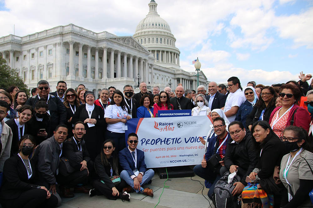 Participants of the Raíces y Alas gathering are seen near the U.S. Capitol in Washington April 27. (CNS/Martin Soros via USCCB)
