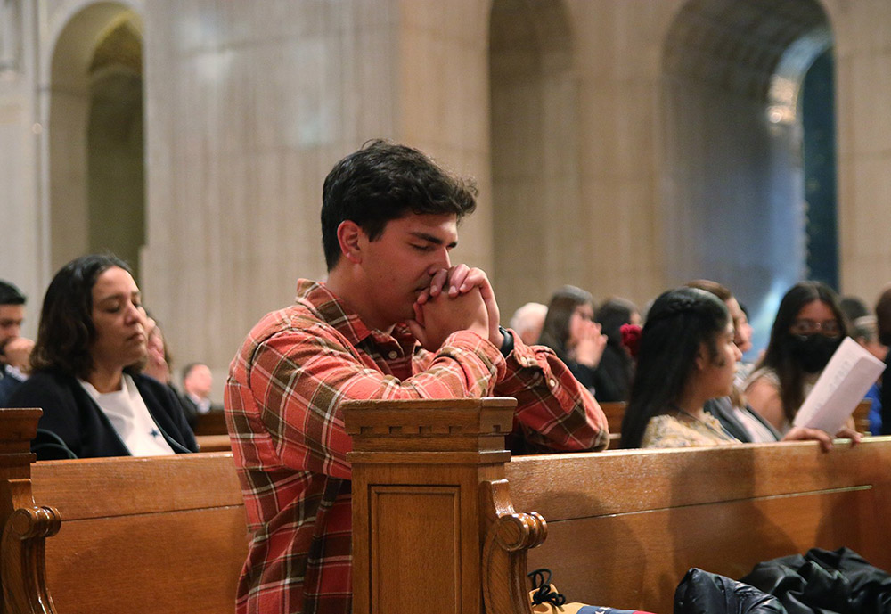 Participants of the Raíces y Alas gathering are seen during Mass at the Basilica of the National Shrine of the Immaculate Conception in Washington April 27. (CNS/Martin Soros via USCCB)