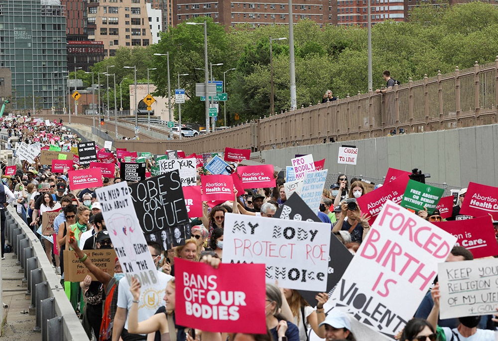 Abortion demonstrators are seen May 14 in the New York City borough of Brooklyn. (CNS/Reuters/Caitlin Ochs)