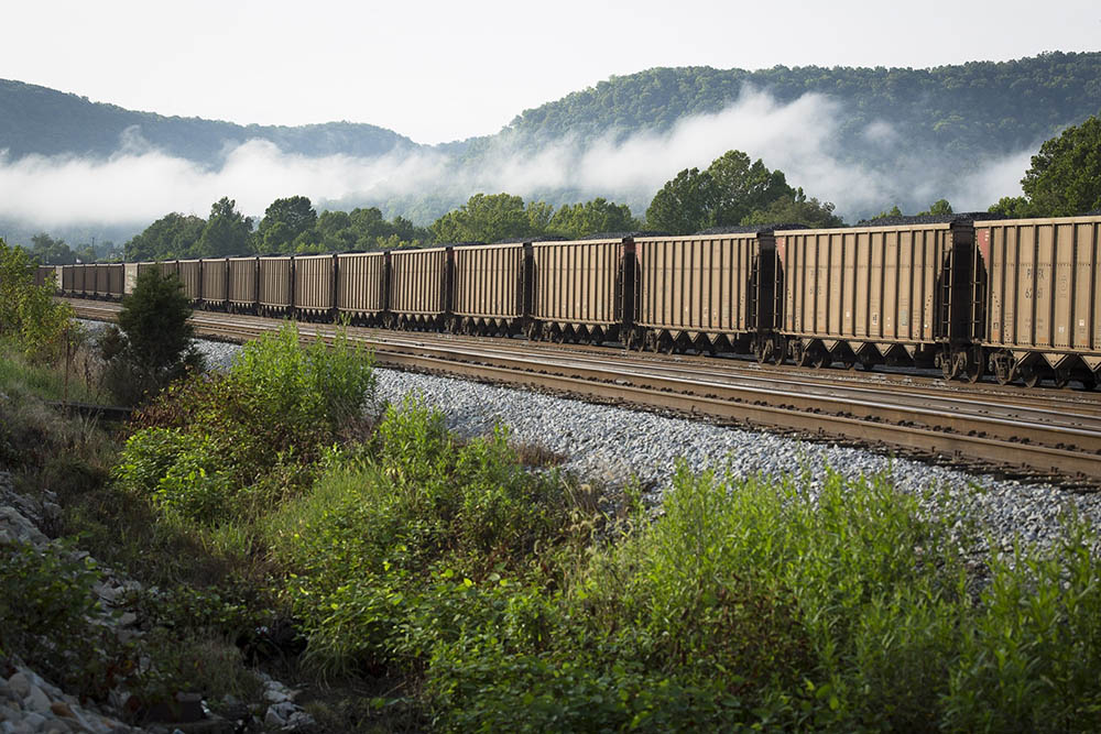A train carries coal near Ravenna, Kentucky, in 2014. (CNS/Tyler Orsburn)