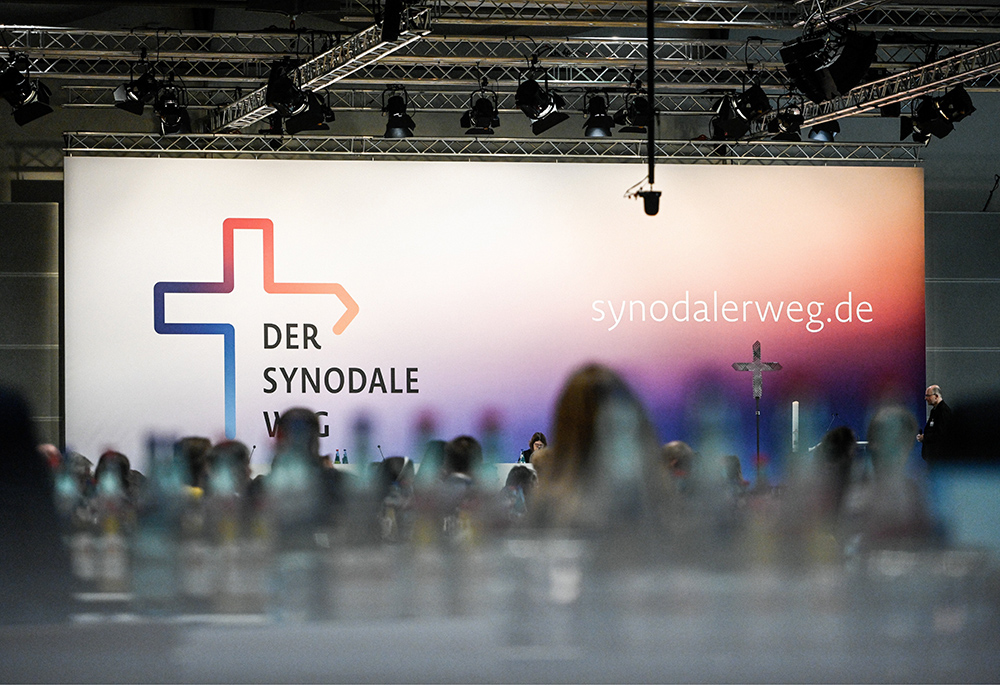This is a general view of the second Synodal Assembly in Frankfurt, Germany, in this Oct. 1, 2021, file photo. (CNS/KNA/Julia Steinbrecht) This is a general view of the second Synodal Assembly in Frankfurt, Germany, in this Oct. 1, 2021, file photo. (CNS/KNA/Julia Steinbrecht)