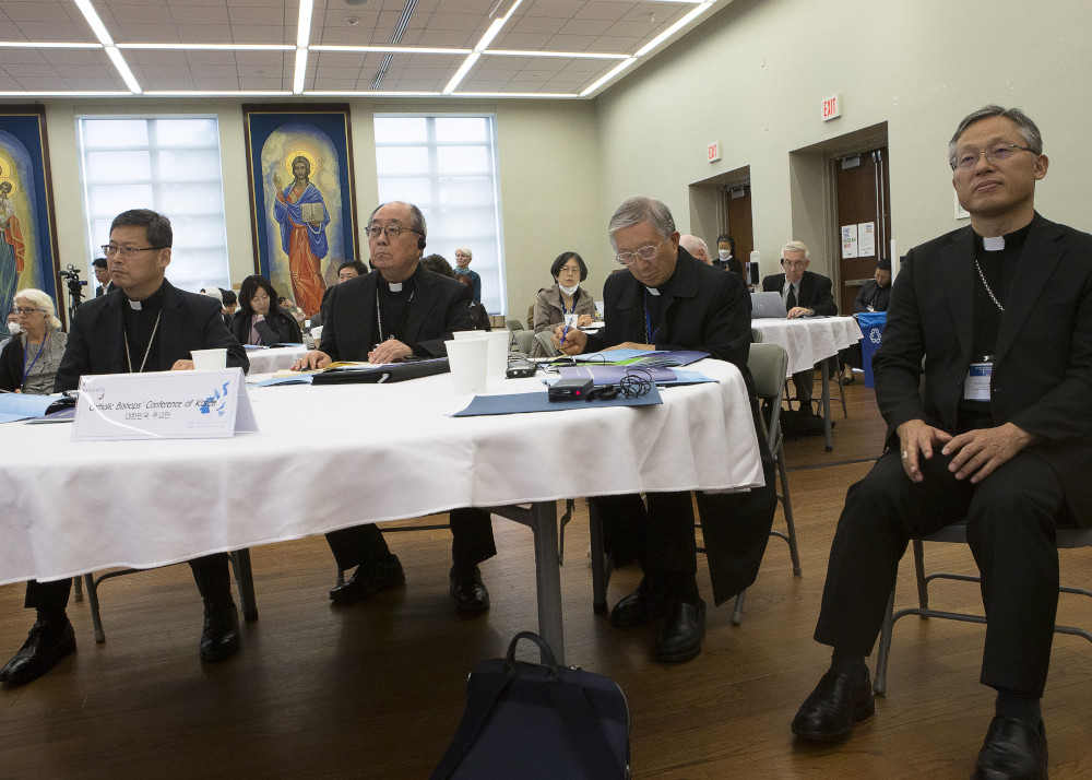 Korean prelates are seen during the "Catholic Korea Peace Forum 2022: Breaking the Impasse to Advance Peace on the Korean Peninsula" at The Catholic University of America in Washington Oct. 5, 2022