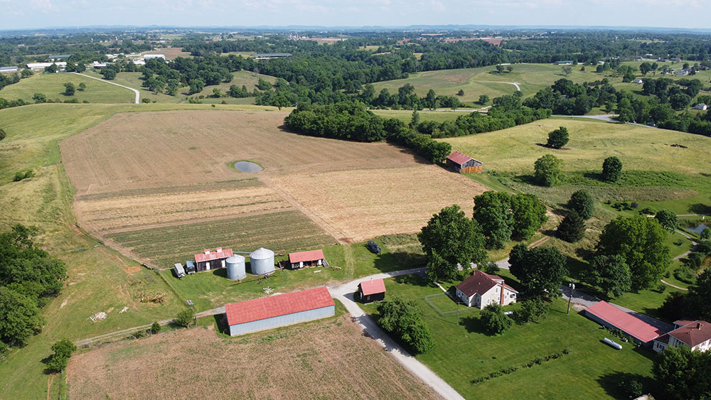 An aerial view of farmland on the Sisters of Loretto land in Kentucky (Loretto Community/Neil Tucker)