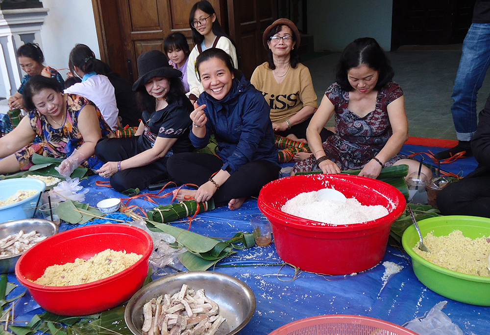 Missionaries of Charity Sr. Mary Bui Thi Nhai and others make Tet food to offer to people in need in Ha Tinh province in Vietnam. (Courtesy of Sr. Mary Bui Thi Nhai)