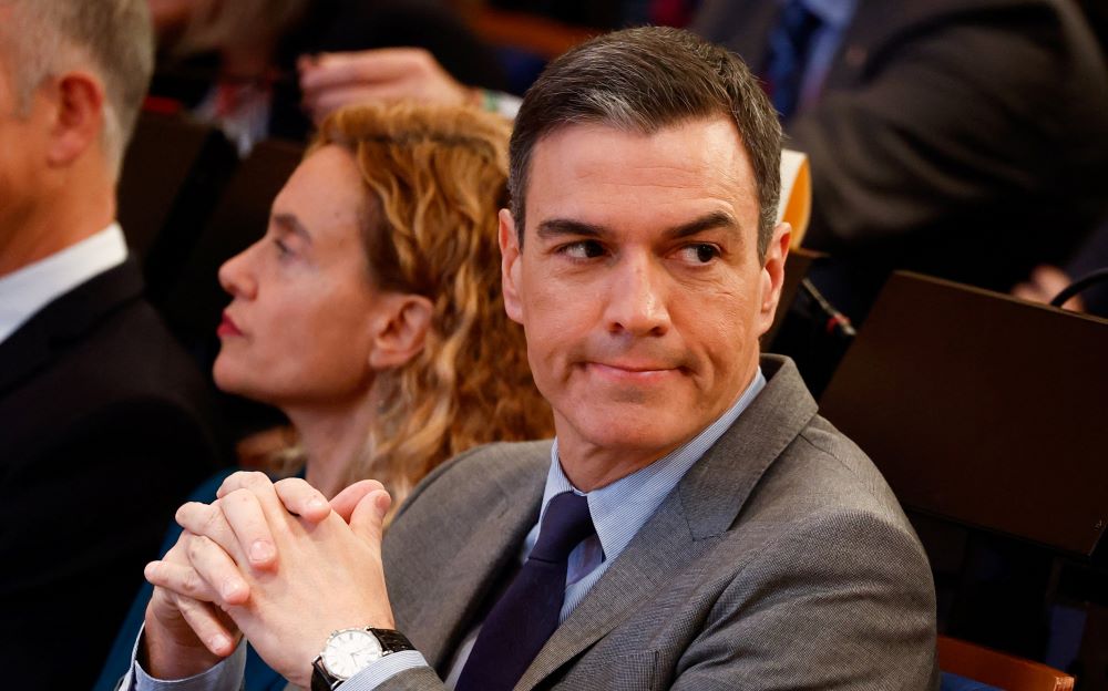 Spanish Prime Minister Pedro Sánchez Pérez-Castejón's attends the 68th Annual Session of the NATO Parliamentary Assembly in Madrid Nov. 21, 2022. Since 2020, his government has moved quickly to enact liberal laws on issues including euthanasia, abortion and transgender identification. (CNS/Reuters/Juan Medina)