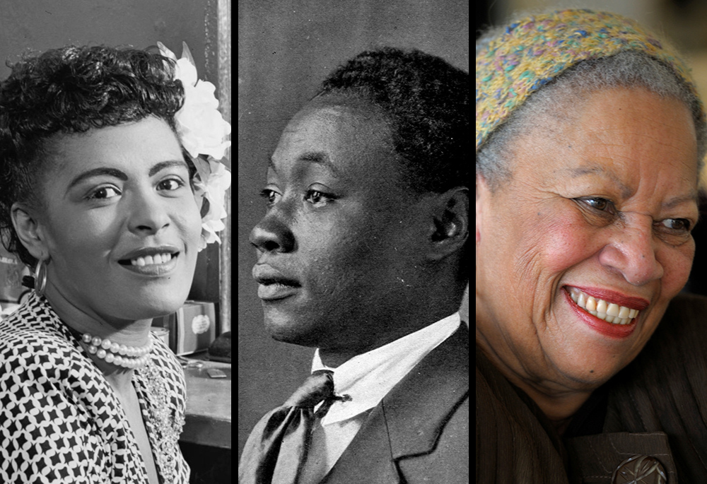 Billie Holiday, circa June 1946; Claude McKay in a 1920 portrait photograph; and Toni Morrison in 2010 (William P. Gottlieb/Library of Congress; Wikimedia Commons; CNS/Reuters/Philippe Wojazer)