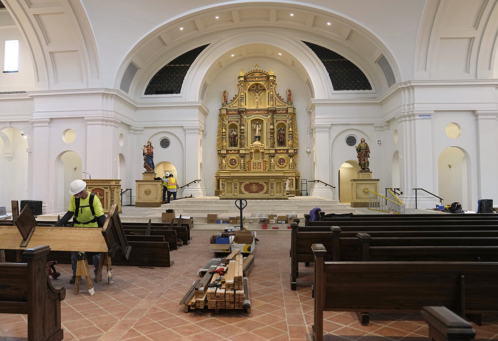 Work continues on the Blessed Stanley Rother Shrine Feb. 2 in Oklahoma City. A dedication Mass set for Feb. 17 will mark the official opening of the shrine. (AP photo/Sue Ogrocki)