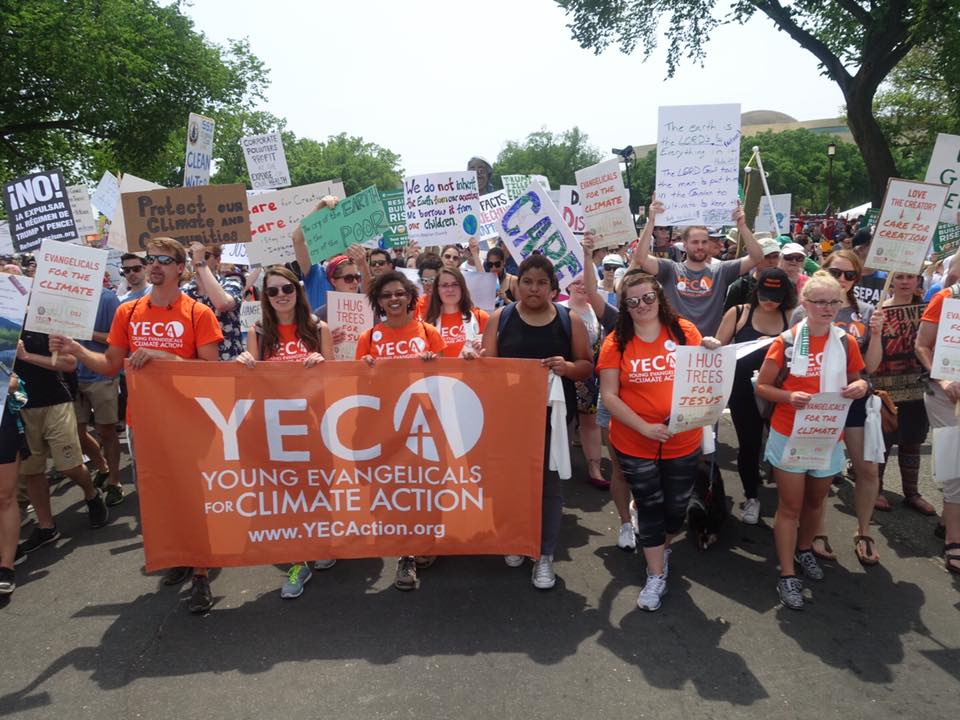 Young Evangelicals for Climate Action demonstrate in Washington, D.C., in 2017.