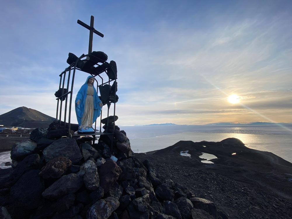 "Rollcage Mary" at the top of the Hut Ridge on Hut Point Peninsula, McMurdo Station, Antarctica. (RNS photo/Elaine Krebs)