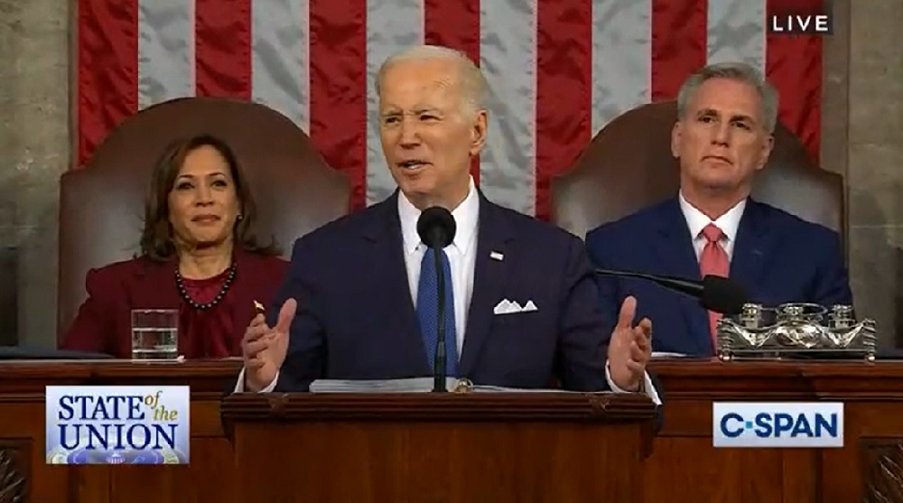 President Joe Biden speaks to the nation during the State of the Union address Feb. 7, 2023.