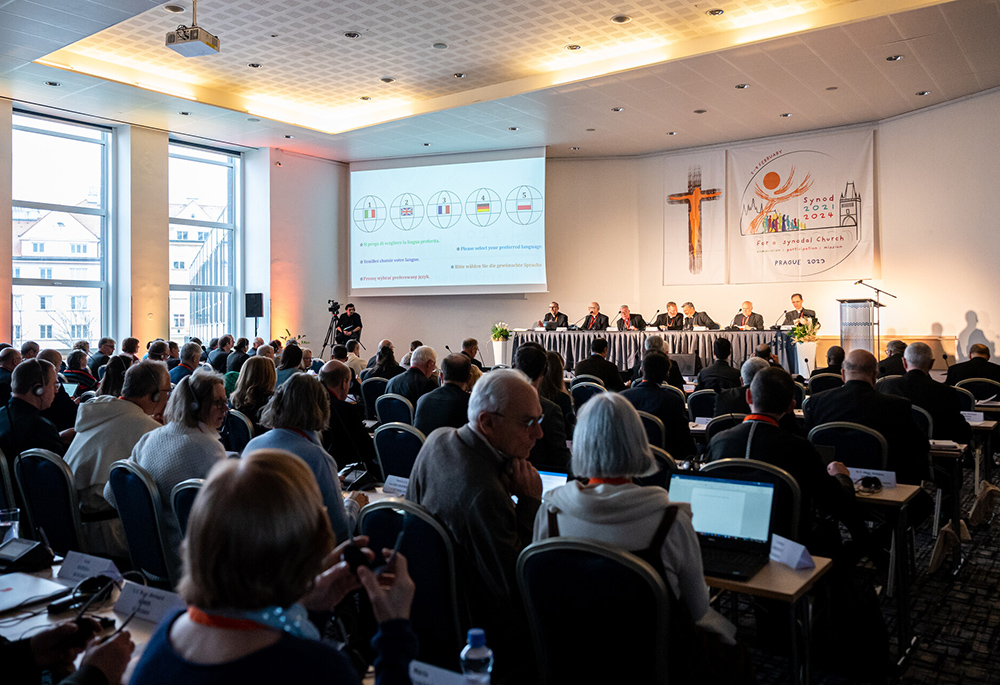 Participants take part in a continental assembly of the European Catholic Church Feb. 6 in Prague, Czech Republic. The assembly was held as part of Pope Francis' ongoing process to reinvigorate the Synod of Bishops. (Prague.synod2023.org/Anicka Guthrie)