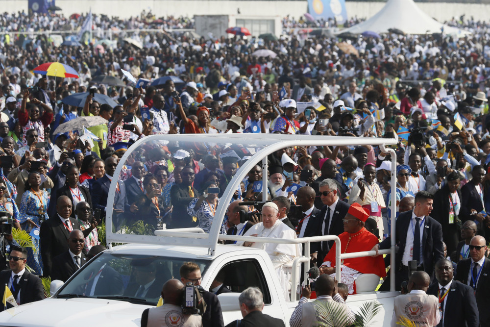 Pope Francis celebrates Mass at Ndolo airport in Kinshasa, Congo, Feb. 1. (CNS/Paul Haring)
