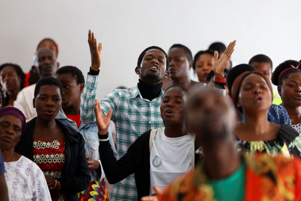 Congregants pray at a church in Blantyre, Malawi, March 19, 2023, during a service for flood victims after severe flooding and mudslides during Cyclone Freddy. (OSV News/Reuters/Esa Alexander)