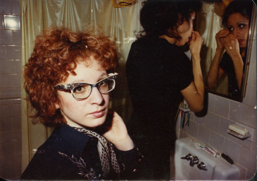The artist and activist Nan Goldin is shown with a roommate in Boston in this undated photo. (Courtesy of Nan Goldin)