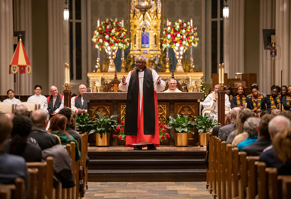 Bishop Michael Curry delivers a keynote reflection in January during Walk the Walk Week, a program focused on diversity and inclusion at the University of Notre Dame in South Bend, Indiana. (Courtesy of Barbara Johnston/University of Notre Dame) 
