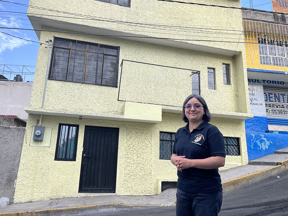 Sr. Lidia Mara Silva de Souza stands in front of Casa Mambré in the municipality of Iztapalapa in Mexico City in March. (Luis Donaldo González)