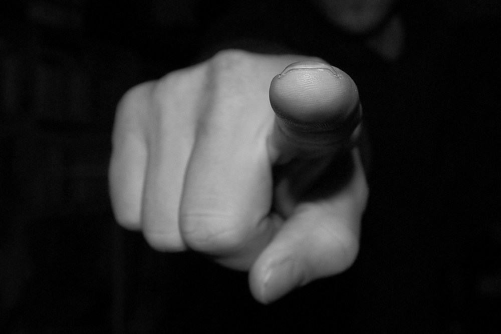 A finger pointing in accusation (Pixabay/PublicDomainPictures)