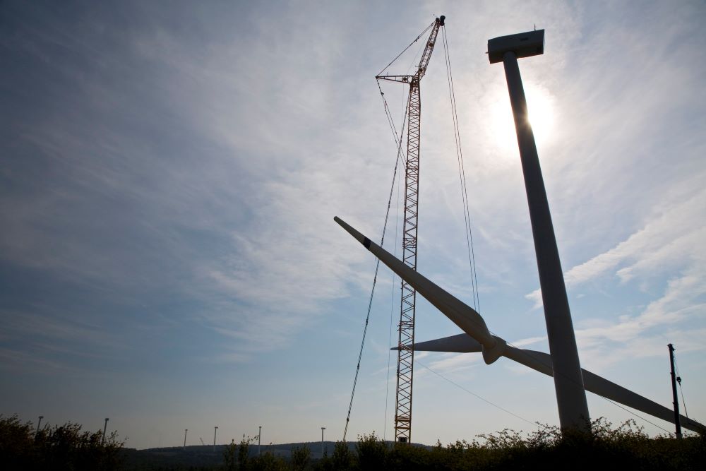 Wind turbines are constructed at a wind energy farm in Mount Storm, W.Va., in this September 2007 file photo.