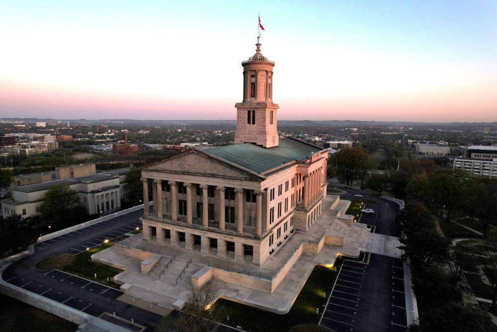 An aerial view of the Tennessee Capitol is pictured in Nashville, April 11. (OSV News/Reuters/Cheney Orr)
