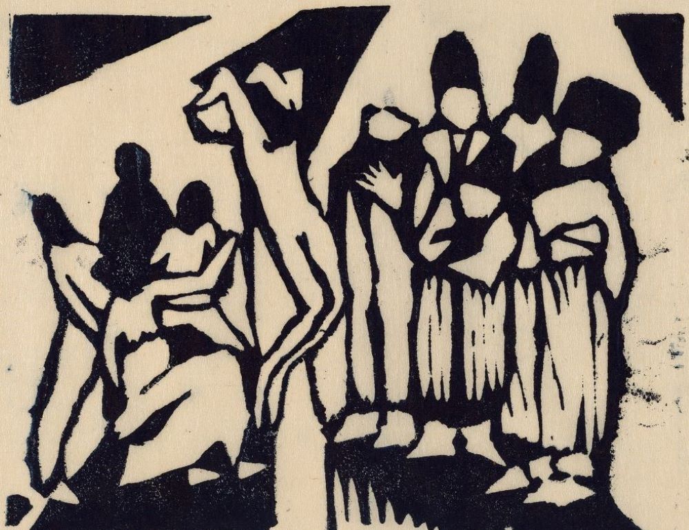 "Crucifixion I," 1913, by Wilhelm Morgner (German, 1891-1917) (Artvee)