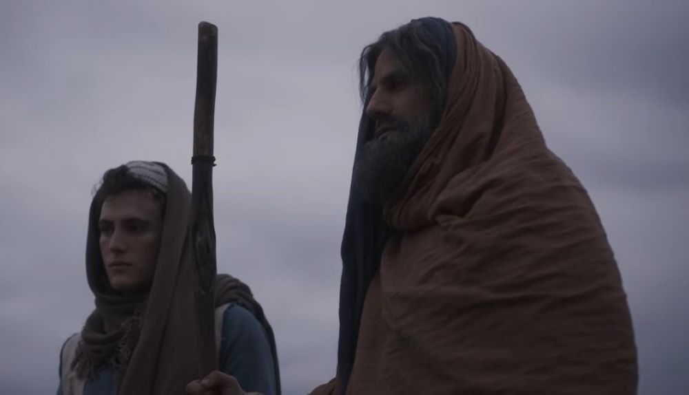 Nicolas Mouawad (Abraham) and Edaan Moskowitz (Isaac) begin their journey to Moriah in "His Only Son," which retells the well-known story from the Book of Genesis. (NCR screenshot/YouTube)