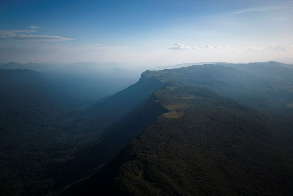Clouds hover over the Woipan Tepuy on Pemon Indigenous territory at the Gran Sabana, Bolivar state, Venezuela, Wednesday, April 5, 2023. (AP Photo/Matias Delacroix)