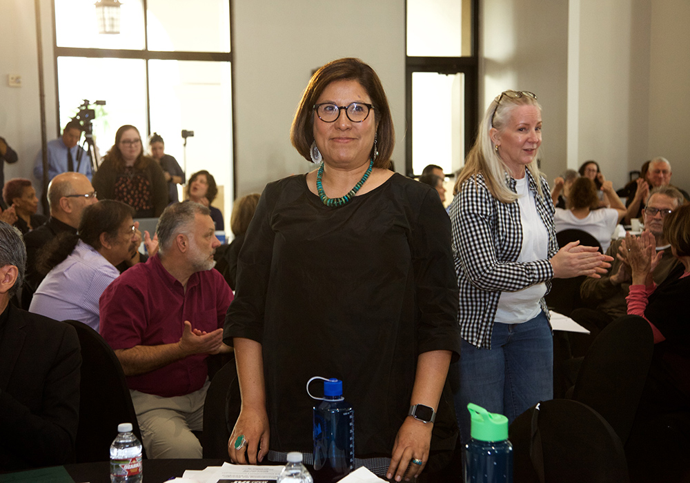 Josephine Lopez Paul, a lead organizer with COPS/Metro, the IAF affiliate in San Antonio, is pictured at the convocation. The event last month drew a mix of community organizers, clergy, immigrant leaders and bishops. (Courtesy of Alan Pogue)