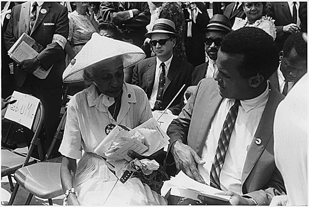 Actor Harry Belafonte, right, at a 1963 Civil Rights march in Washington, D.C. (Wikimedia Commons/U.S. Information Agency/Press and Publications Service) 