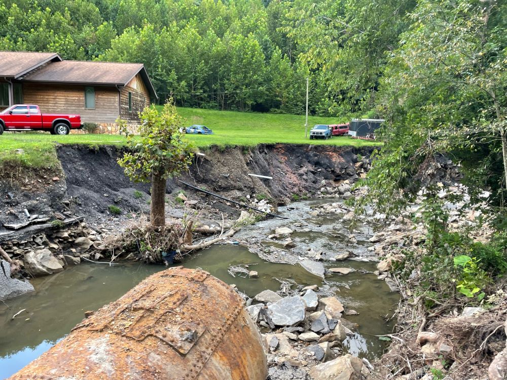 Destruction left by floodwaters is seen in Letcher County, Ky., Aug. 23, 2022. 