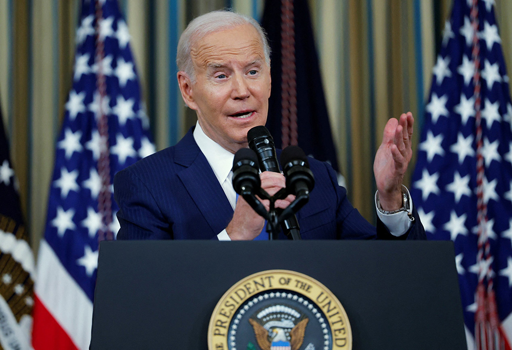 President Joe Biden answers a question during a news conference in the State Dining Room at the White House Nov. 9, 2022, in Washington, a day after the 2022 U.S. midterm elections. (CNS/Reuters/Tom Brenner)