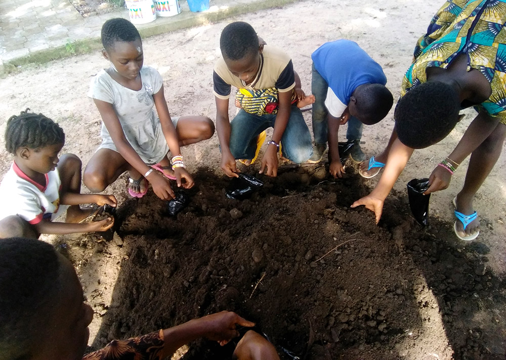 Children in Ivory Coast were among the thousands who participated in tree-planting efforts as part of the 2023 Run4Unity organized by Teens4Unity, the youth branch of the Focolare Movement, a lay Catholic movement. (Bertin Kufunda)