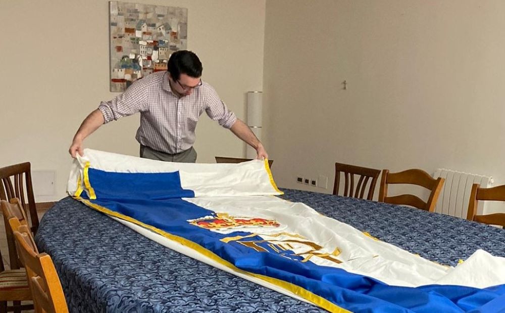 College Tailor James Finnegan of the Archdiocese of Liverpool prepares for the Venerable English College's coronation celebrations in Rome. (Courtesy of Ryan Hawkes)