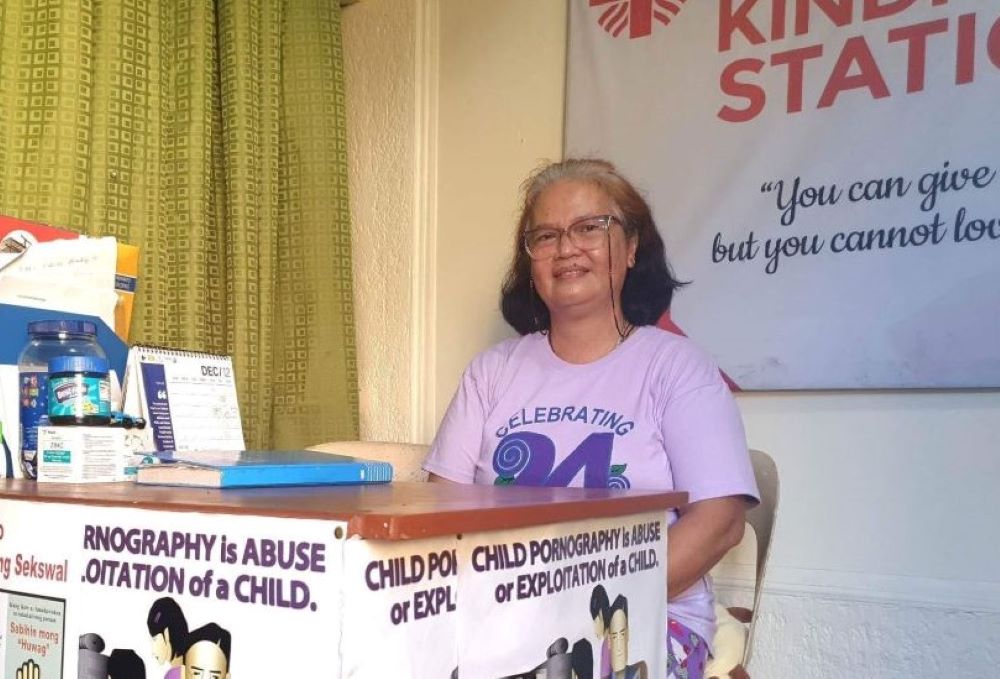 Norma Alegre, women and children's rights advocate, is seen at the Salvatorian Pastoral Care for Children office in Parokya ng Mabuting Pastol in Quezon City, Philippines. Alegre's group, established in 2001, is the first group the Sisters of the Divine Savior created to educate and advocate for abuse victims. (Oliver Samson)
