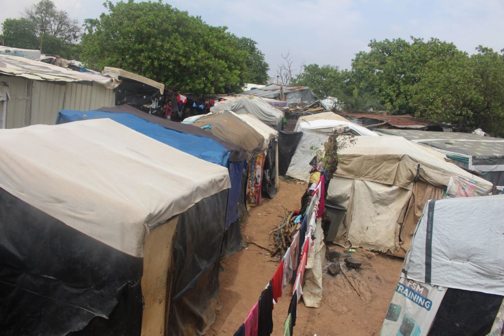 Makeshift homes in IDP camp in Nigeria