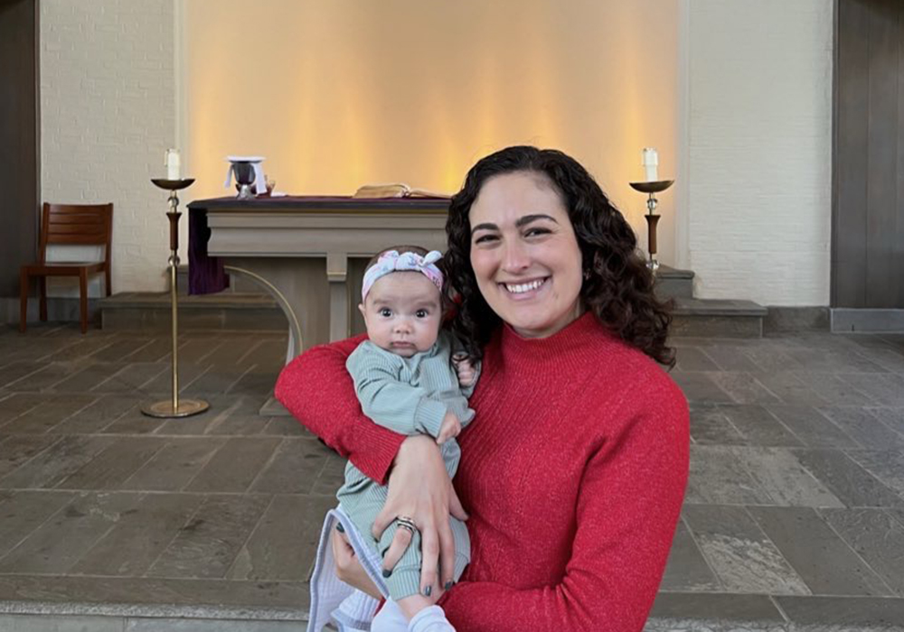 Contributor Nicole M. Perone and her baby Rosie are pictured at church. Perone describes her parish as "committed to being truly and holistically pro-life and pro-family." But the reality, she writes, is that "this experience is all too rare." (Courtesy of Nicole M. Perone)