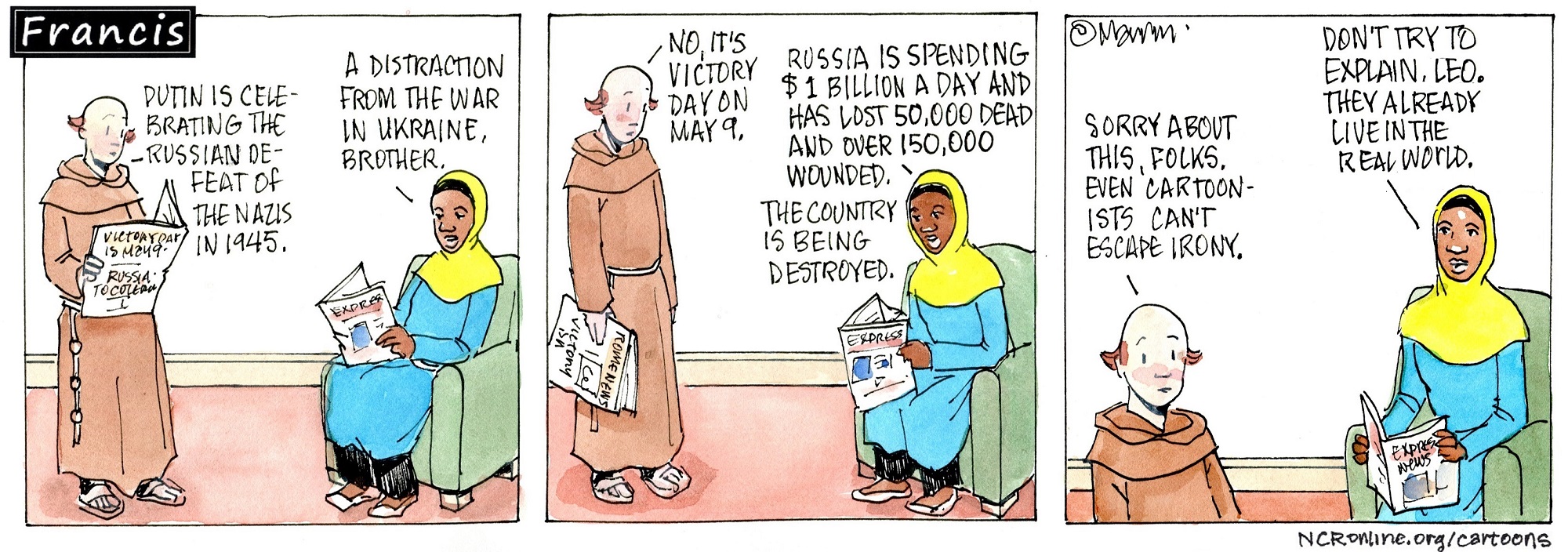 Brother Leo reads the news from Russia