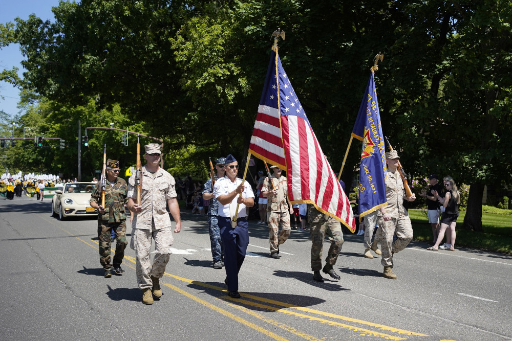 U.S. military veterans march in the annual Memorial Day parade in Setauket, New York, May 30, 2022. (CNS/Gregory A. Shemitz)