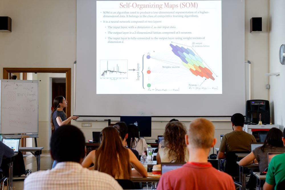 Students participating in the Vatican Observatory Summer School attend a lecture on data interpretation at the Specola Vaticana, the Vatican Observatory, in Albano Laziale, Italy, June 20, 2023.