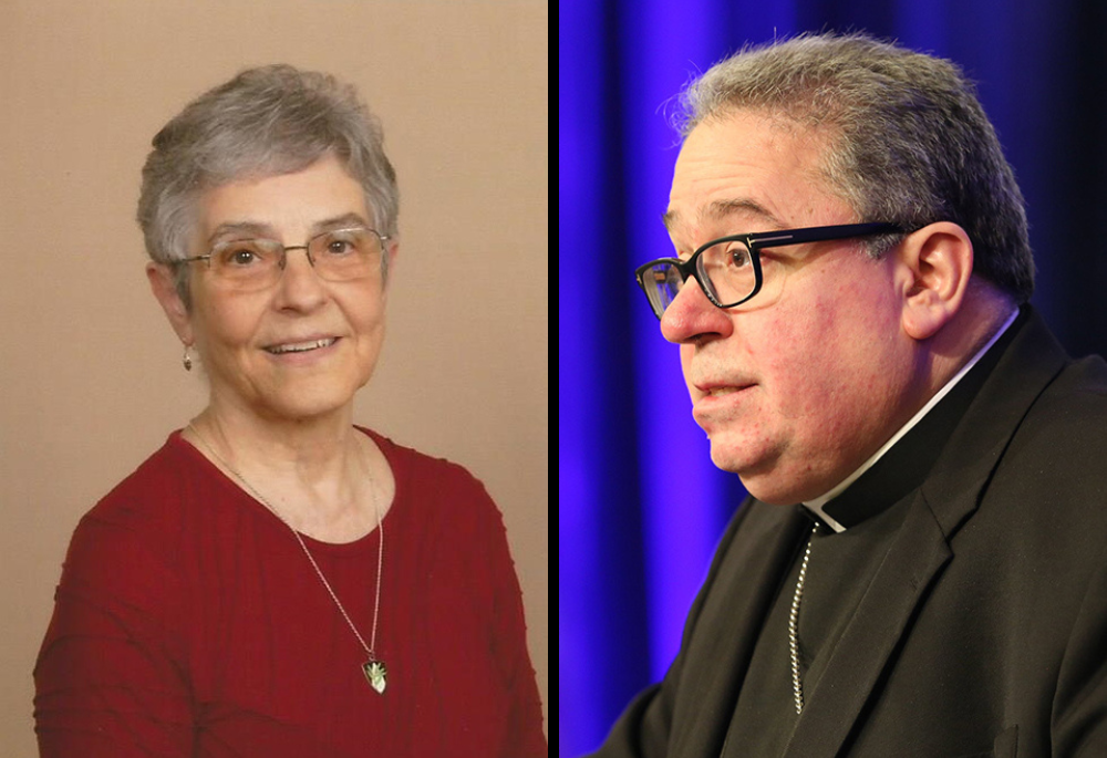 Sr. Luisa Derouen, a Dominican Sister of Peace and Bishop Michael Olson of Fort Worth, Texas (Courtesy photo and OSV News/CNS file/Bob Roller)