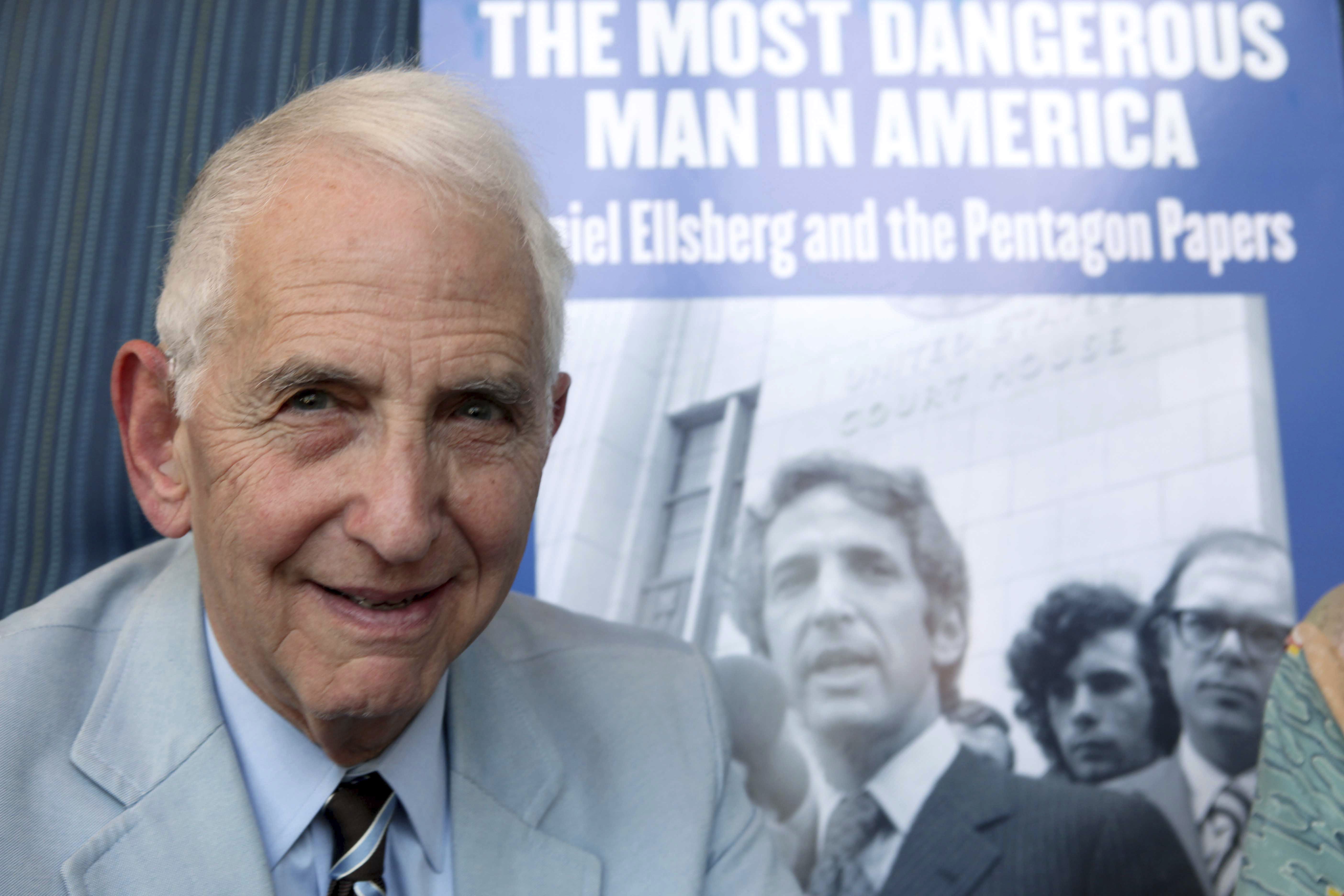 Daniel Ellsberg, the government analyst and whistleblower who leaked the Pentagon Papers in 1971, speaks during an interview in Los Angeles on Sept. 23, 2009. Ellsberg died June 16 at age 92. (AP/Nick Ut, File)
