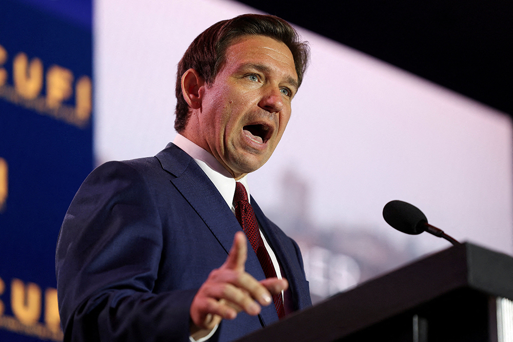 Florida Gov. Ron DeSantis, a Republican presidential candidate and a Catholic, delivers remarks at the annual Christians United for Israel Summit, at the Crystal Gateway Marriott in Arlington, Virginia, U.S., July 17. (OSV News/Reuters/Kevin Wurm)