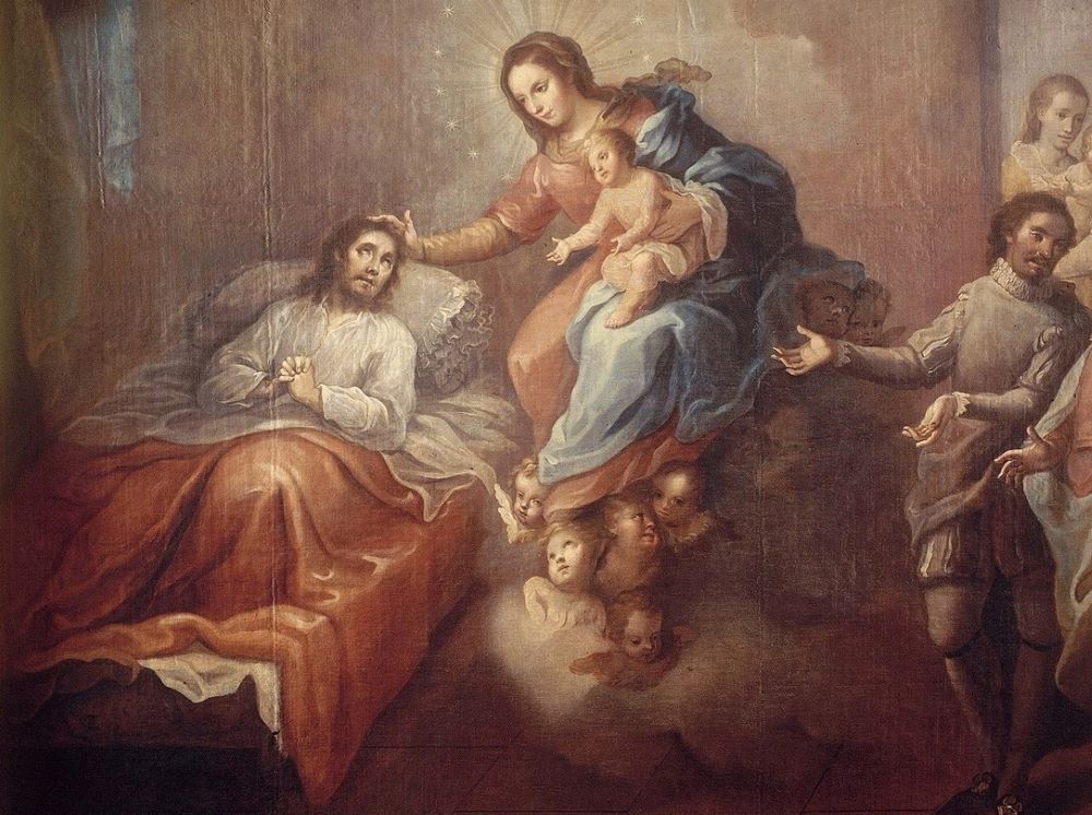 A portion of "The Conversion of St. Ignatius Loyola" by Miguel Cabrera (1695-1768). (Artvee)