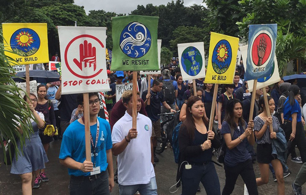 Youth climate activists in Manila, Philippines, participate in the Global Climate Strike in September 2019. (CNS/Courtesy of Global Catholic Climate Movement)
