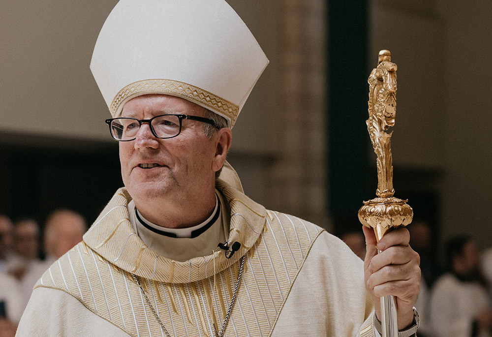 Bishop Robert Barron is seen at St. John the Evangelist Co-Cathedral in Rochester, Minnesota, July 29, 2022, during his installation as bishop of the Winona-Rochester Diocese. (CNS/Courtesy of Word on Fire Catholic Ministries/Clare LoCoco)