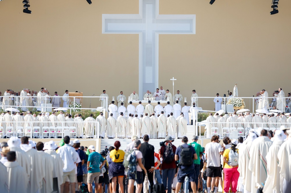 Pope Francis celebrates Mass for World Youth Day at Tejo Park in Lisbon, Portugal, Aug. 6, 2023.