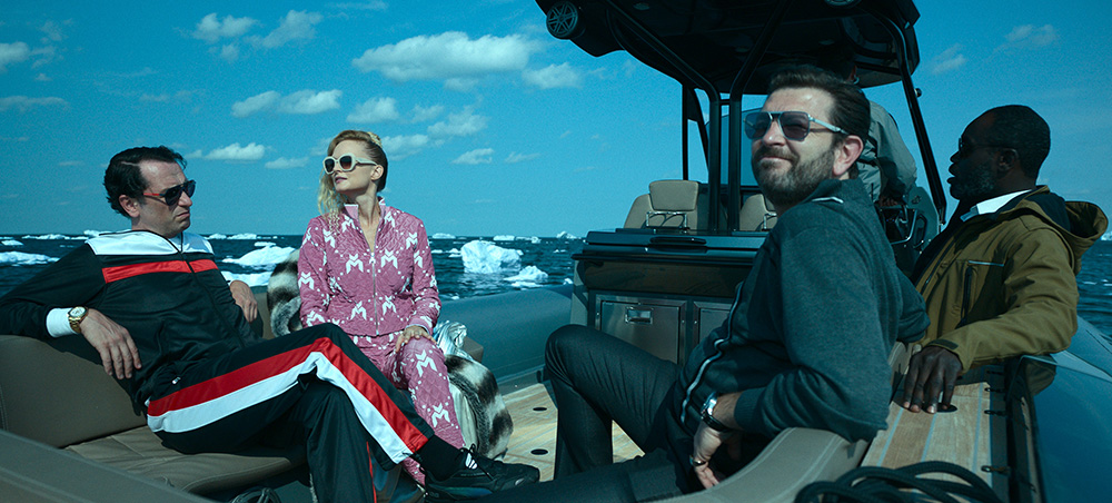 From left, Matthew Rhys, Heather Graham, Alexander Sokovikov and Noel Arthur in "Extrapolations" (Courtesy of Apple TV+ Press)