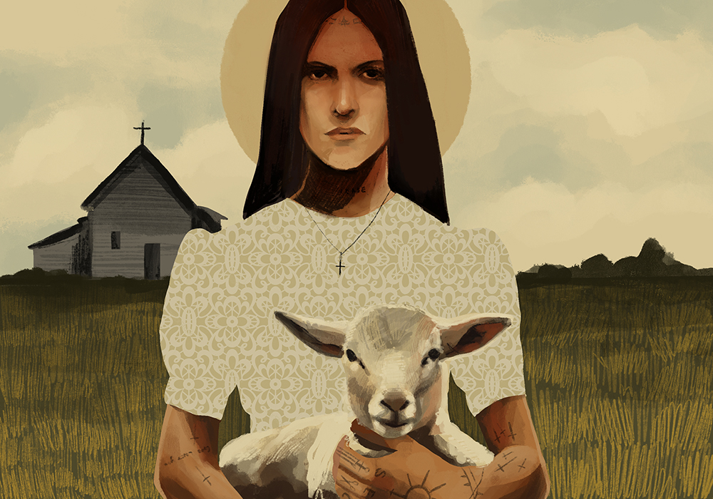 Ethel Cain's debut album, "Preacher’s Daughter," is a Southern Gothic exploration of religious trauma through the story of a fictional character. (Artwork by Ryan McQuade)