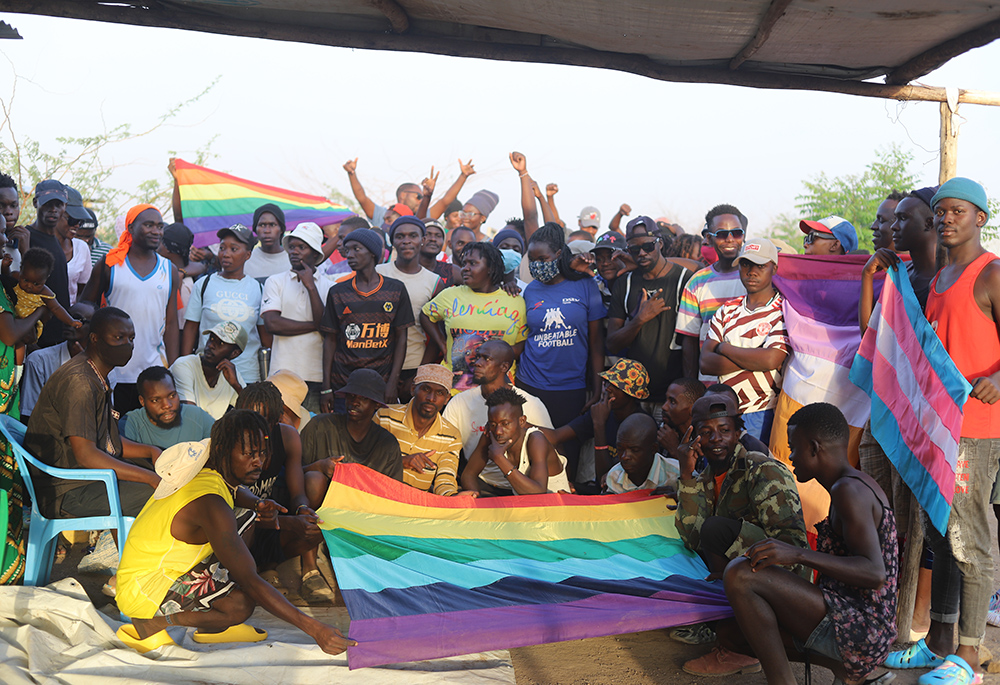 The LGBTQ refugees pose for a group photo at the Kakuma Refugee Camp on February 18. The LGBTQ refugees said they face homophobic attacks from everyone, including religious leaders and their followers. (NCR photo/Doreen Ajiambo)