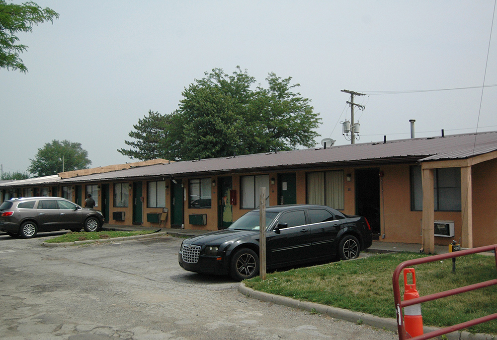 The outside of the renovated Knights Inn in South Bend, Indiana, that now houses the Motels4Now project to offer immediate housing to persons experiencing homelessness (Bill Odell)
